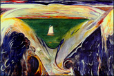 abstract of a boat on a lake